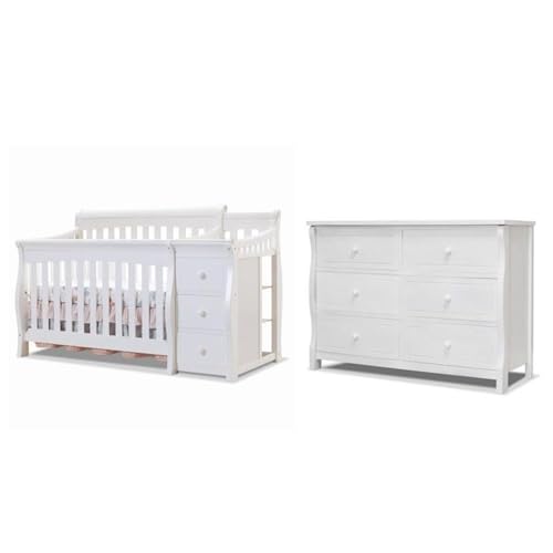 Pemberly Row Set of 2 Crib and Changer & Double Dresser in White