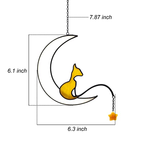 Sicomy Cat Decor Orange Cat Suncatcher Decor For Window Stained Glass Window Hanging Cat Gifts For Women Cat Lovers Cat Ornament For Home Office Patio(Medium, Orange) #TOP4