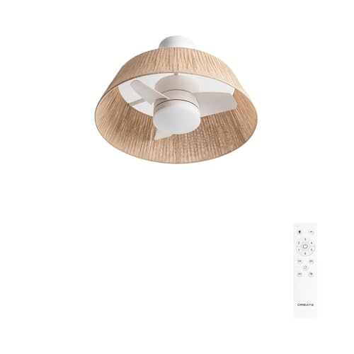 Fan Plafonnier E27 Rétro Ventilateurs de plafond avec Lumière et Télécommande Silencieux Lamp