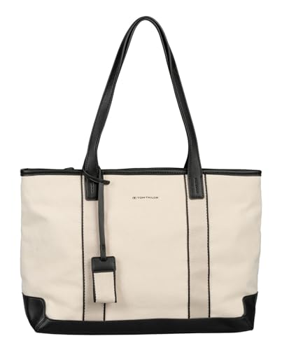 TOM TAILOR Fera Damen Shopper Umhängetasche Reißverschluss Groß Beige