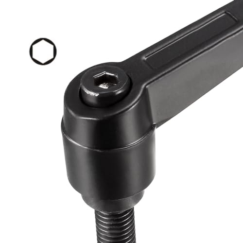 Image of uxcell M10 x 25mm Handle Adjustable Clamping Lever Thread Push Button Ratchet Male Threaded Stud Knobs Quick Release Screw Handles Bolts with Locking Lever Black 3pcs