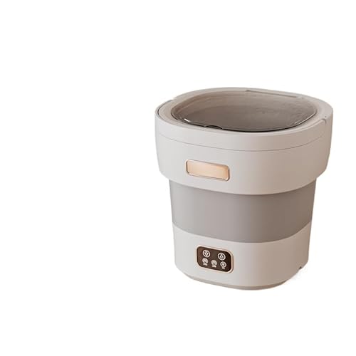 小型洗濯機 折りたたみ式 ミニ洗濯機 9リットル大容量 バケツ式 携帯型 手動 脱水機能付き 水洗い男の子下着 ベビー服 一人暮らし 旅行 コンパクト収納 (9L【ブルーライト+上下排水管+大容量】,グレーホワイト)