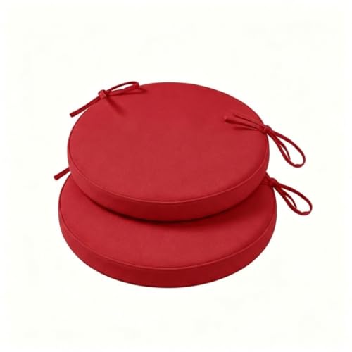 DLLDLGG Cojines Redondos para Sillas de Exterior, Paquete de 2, para Patio o Bistró - Espuma Impermeable de 40 X 40 X 7,5 Cm con Lazos y Cremallera Invisible para Muebles de Mimbre, Cocina o Jardín