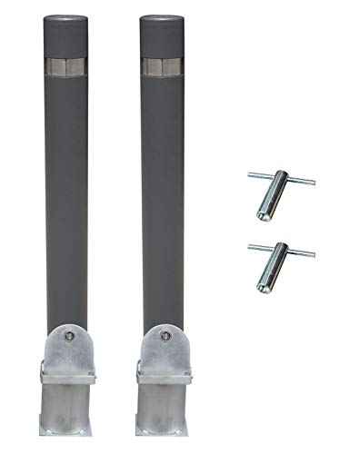 ADO - Pilona reforzada extraíble modelo City. Bolardo de hierro con parte superior en acero inoxidable de 95x1000 mm (2-Pilonas)