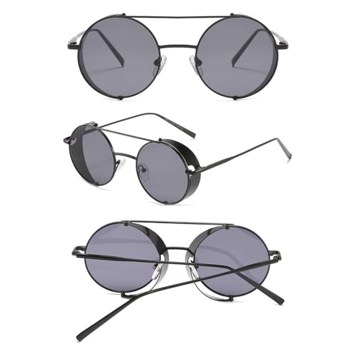 Steampunk Retro Round Sunglasses Men Vintage Punk Frame Sun Glasses Eyewear UV 4004