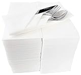 KITCHEN NOBLE Linen Feel Disposable Guest Hand Towels - Luxury Single Use Dinner Napkins - Soft,...