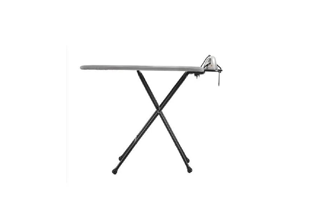 HOLITY Asse da stiro pieghevole per hotel con ferro a secco, Nero E Argento, Acciaio, 1330mm x 400mm (sospeso), 1005mm x 400mm (superficie da stiro), Potenza:220-240V,50/60Hz, 1100W