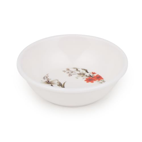 Image of Golden Fish Melamine Round Dinner Set of 18 (6 Plates + 6 Veg Bowls + 6 Half Plates) | Red & White Floral Print | Unbreakable, Dishwasher & Microwave Safe