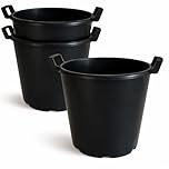 Pack of 3 - 30 Litre Heavy Duty Large Plastic Plant Pots with Handles - Outdoor Garden Planters Containers - Perfect for Flowers, Trees, Potatoes, Vegetables etc (Made from 100% Recycled Plastic)
