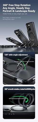 Image of Compatible with Oppo Reno 13 FS Case Cover,Compatible with Oppo Reno13 F 5G CPH2699 Built-in 360Rotating Magnetic Mount Matte Translucent Phone Protective Case Black