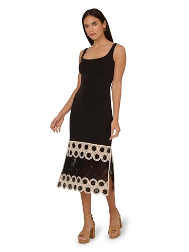 Adrianna Papell Women's Crochet Sheath Midi Dress,...
