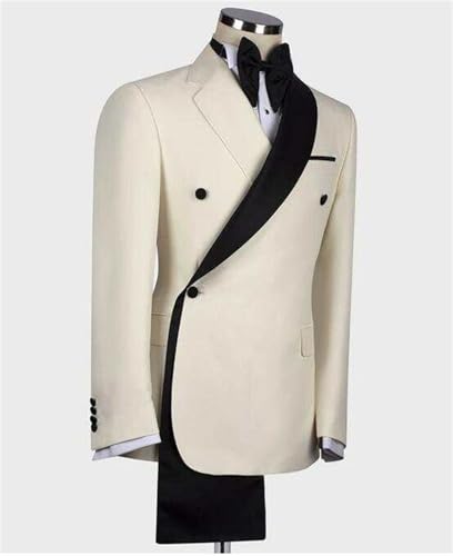 Men's Formal 2 Piece Slim Fit Double Breasted Shawl Lapel Jacket Pants Set for Wedding Prom Dinner2