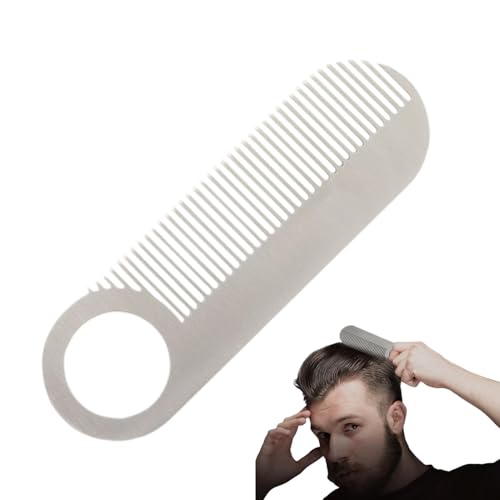 Peine de acero inoxidable para barba, peine de viaje multifuncional para cabello más fino, cómodo peine de bigote de metal, peine para el cabello para el aseo y el peinado diario