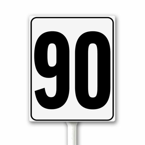 Aluminum Number Sign 90 White & Black House Signage, Speed Limit Street Sign, 12x15 CM Number Yard Sign With Stake for Parking Lot Private Property Business Gas Station Indoor Outdoor Use
