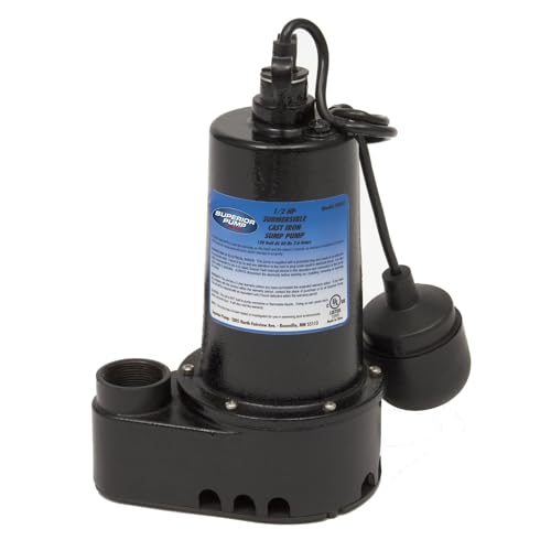 Image of Superior Pump 92501 1 /2 HP Cast Iron Submersible Sump Pump with Tethered Float Switch