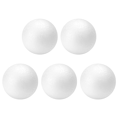 TFARC FOAM 3 Inch Craft Foam Balls 5-Pack Polystyrene Balls for DIY Crafts School Supplies Decorations(White)