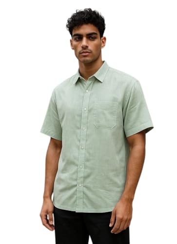Image of Men's Khadie Cotton Half Sleeves Plain Solid Casual Shirt