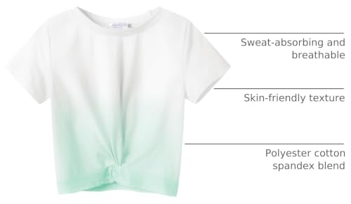 Image of Arshiner Girls Casual Tie Dye Short-Sleeve T-Shirt Cute Print Summer Blouse for Girls Twist Front Tunic Tee Tops