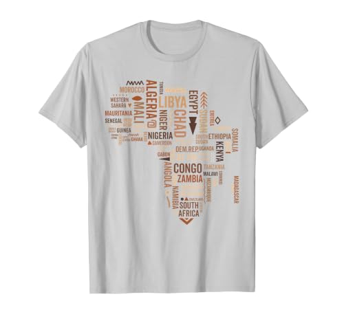 Africa Map Countries Black History Pride African American T-Shirt, Men, Silver Grey, XX-Large
