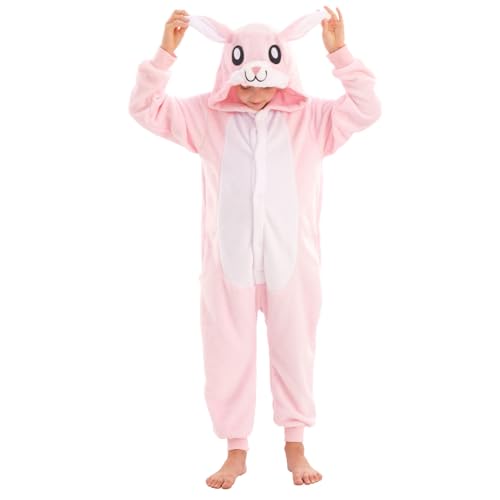 TYONMUJO Animal Onesie Costume for Kids Halloween Costumes for Girls Boys Cosplay Outfit Pink Bunny S