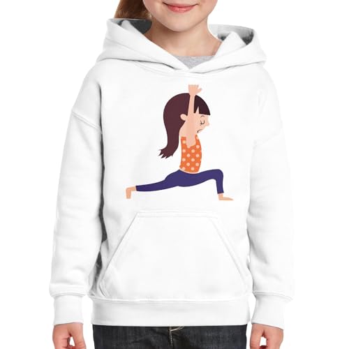 Sweat à capuche enfant yoga asanas méditation avec imprimé graphique résistant