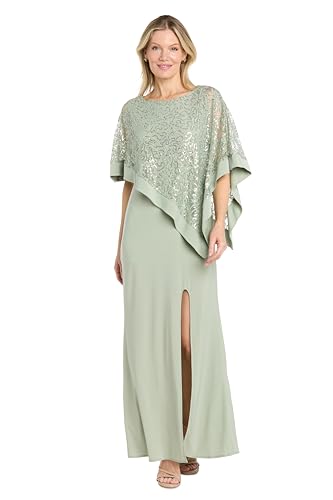 Image of R&M Richards Women's Sequin Lace Poncho Overlay Sheath Dress for Wedding Guest, Cocktail Attire & Evening Occasions
