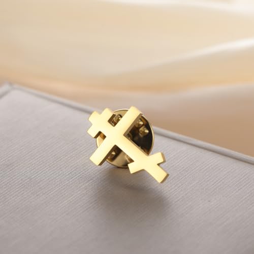 Image of Dreamtimes Antique Orthodox Cross Brooch Pin Stainless Steel Religious Jewelry for Men & Women Christian Faith Symbol Vintage Enameled Lapel Pin Lightweight Durable Gift for Daily Wear