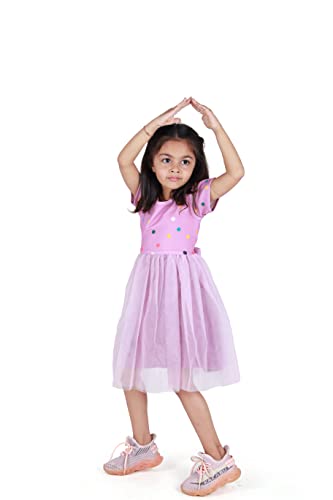 Image of TAGAS Baby-Girl's Valantino & Net Fit and Flare Standard Length Dress (KD-405-PINK-7 Pink 7 8 Years)