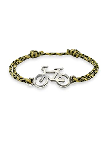 Pulsera Bicicleta Hombre Unisex Ajustable de Colores Regalo para Ciclista (Beige y Negro)