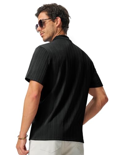 Image of TBMPOY Mens Casual Knit Polo with Pocket Textured Shirts Short Sleeve Classic Summer Vacation