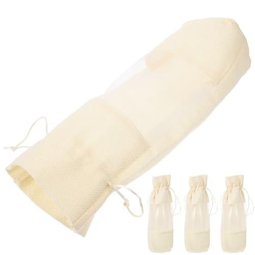 Angoily 4 Bolsas con Cordón para Botellas de Vino de Lino con Ventana, Diseño Portátil y Elegante, para Obsequio y Uso en Fiestas
