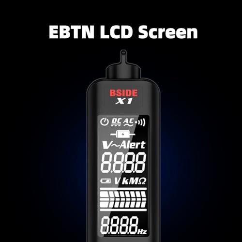 BSIDE Voltage Tester EBTN LCD Non-contact Voltage Detector Pen, 3-Line Display with 8 LED Indicator, Dual Range Adjustable Sensitivity AC Power Sensor
