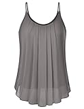 EIMIN Women's Pleated Chiffon Layered Sleeveless Cami Tank Tunic Top DARKSILVER S