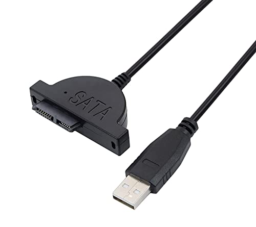 CARE CASE ® USB 2.0 to Mini Sata II 7+6 13Pin Adapter for Laptop CD/DVD ROM Slimline Drive Converter Cable (Black)