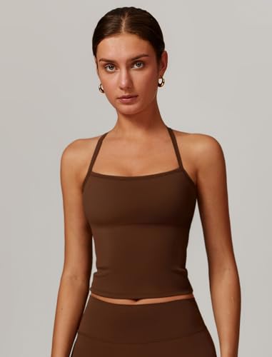 Image of QBGJTD Womens Longline Sports Bras Cross Back Active Gym Yoga Padded Workout Crop Tank Top with Built in Bra
