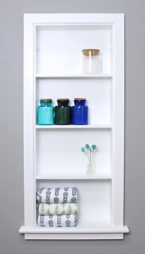 Image of 14x36 Aiden Recessed Wall Niche Medicine Cabinet Replacement, in The Wall Bathroom Cabinet Insert Shelf /Shelves, Made in North America, Real Wood, NO MDF, Plain, White