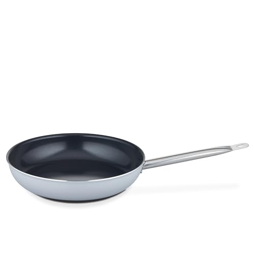 GSW Bratpfanne Gastro Basic, Beschichtete Pfanne Kratzfest & Energiesparend mit Induktion, Aluminium Pancake Pfanne mit VITAFLON® QUARZIT Antihaft Versiegelung, 40 cm, Silber