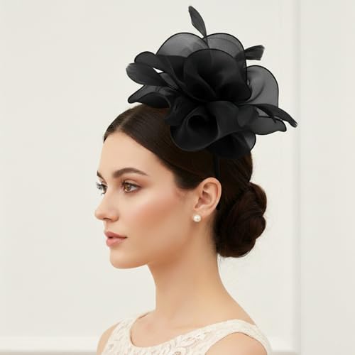 Image of DRESHOW Fascinators Hat Tea Party Headwear Ribbons Feathers on a Headband and a Clip for Women