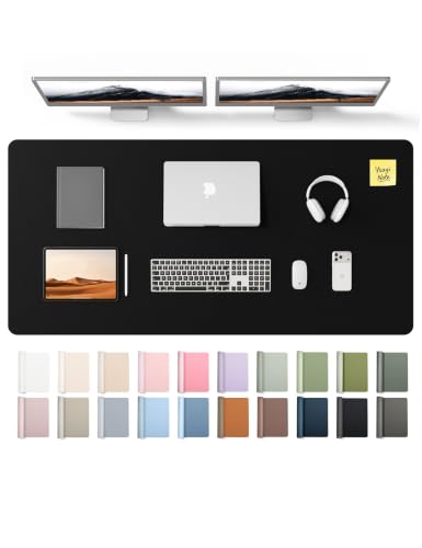 Image of YSAGi Leather Desk Pad Protector, Office Desk Mat, Large Mouse Pad, Non-Slip PU Leather Desk Blotter, Laptop Desk Pad, Waterproof Desk Writing Pad for Office and Home (Black, 55 inch x 24 inch)