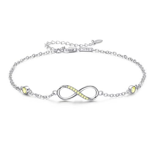 Image of MEDWISE Womens Infinity Anklet Bracelet 925 Sterling Silver Endless Love Symbol Ankle Bracelet Adjustable Plus Size Large Bracelet Gifts for her Mother's Day Gifts