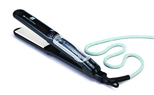 Be Professional Vapor Hair Straightener Flat Iron for Hair 1.25" Ceramic Premium Argan Infusion Steamliner - Dual Voltage Straightening Irons with Argan Refill Bundle (1X)