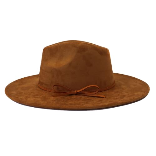Image of Fedora Hats for Women Man with Big Wide Brim Classic Suede Panama Hat Western Outdoor hat