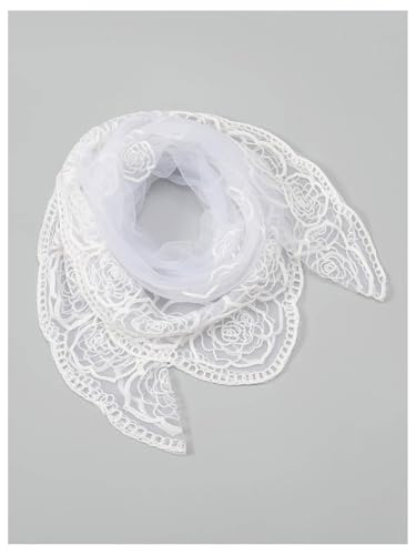 OYOANGLE Women's Floral Embroidered Hair Scarf Lace Square Hair Bandana Sheer Scarves Headband2