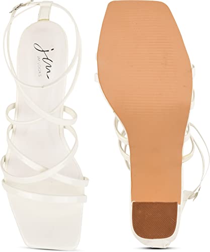 Image of JM LOOKS Fashion Casual Strappy Block Heels Sandals For Womens & Girls TSH-1-White-38-X