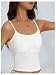 WDIRARA Women's 3 Pack Cami Crop Top Built in Bra Spaghetti Strap Tank Camisole Tops Black White Grey Medium