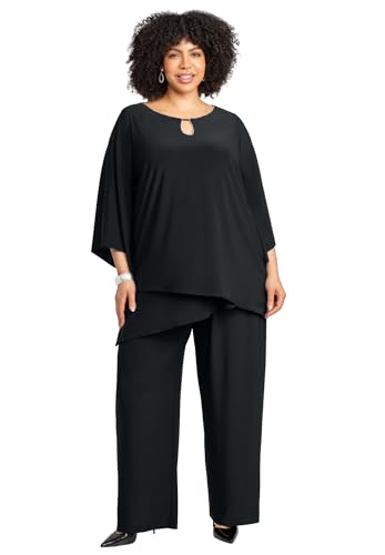 Catherines Women's Plus Size 2-Piece Embellished Keyhole Pant Set