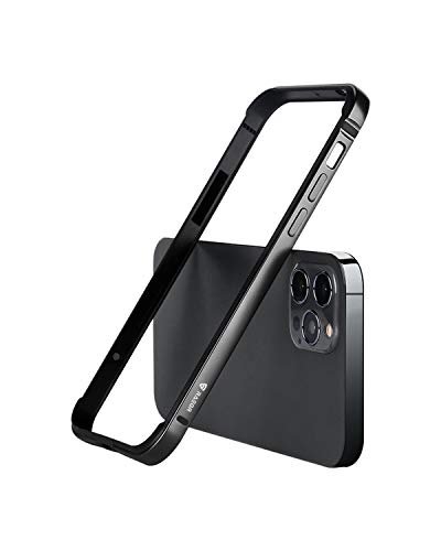 Image of RAEGR Phone Case | Anodized Aluminum Bumper | Supports Magnetic Wireless Charging | Edge Armor Protective Minimal Case Compatible with iPhone 12 Pro Max 5G (6.7-inch) (2020) - Black RG10185