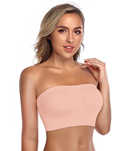 Image of Strapless Comfort Wireless Bra with Slip Silicone Bandeau Bralette Tube Top