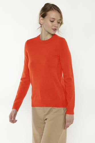 Image of JENNIE LIU Women's 100% Pure Cashmere Crew Neck Sweater, Tight Knit Cozy Soft Hand Washable Long Sleeve Pullover