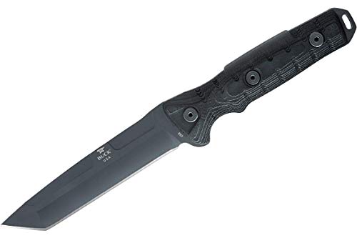 Buck Knives 893 GCK Tanto Fixed Blade Tactical Knife with Cerakote Coated 5160 Blade, MOLLE Compatible Sheath Included, Black